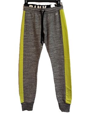 PINK Victoria's Secret Gray Joggers with Yellow Side Panels